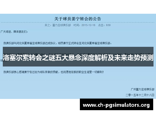 洛塞尔索转会之谜五大悬念深度解析及未来走势预测