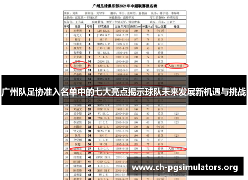 广州队足协准入名单中的七大亮点揭示球队未来发展新机遇与挑战